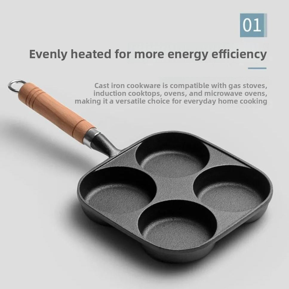 Non-stick Egg Frying Pan, 4 Hole Skillet with Handle