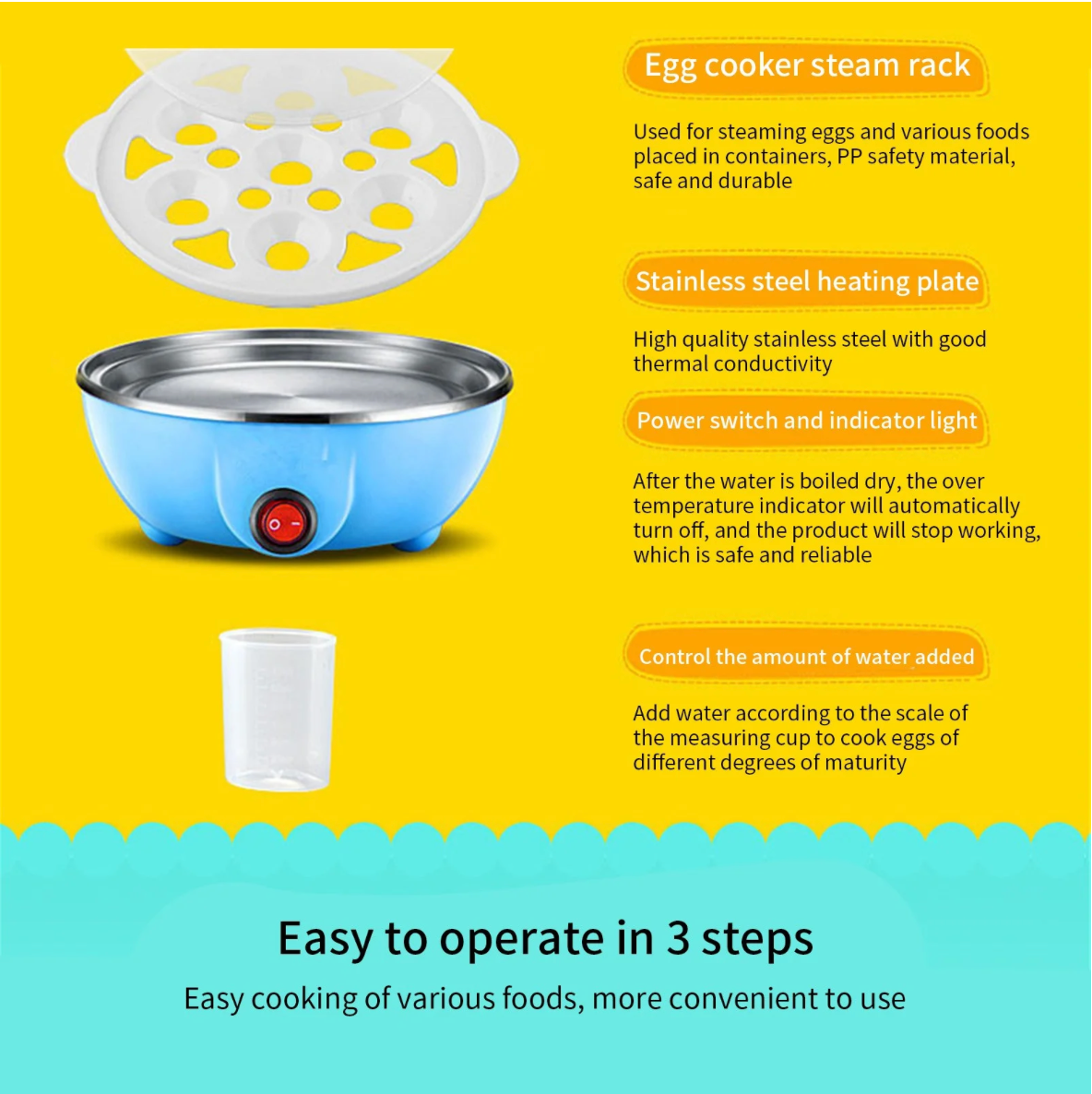 Kitchen Appliances Household Portable Automatic Mini Egg Cooker Machine Egg Boiler Electric Boiling Egg Steamer