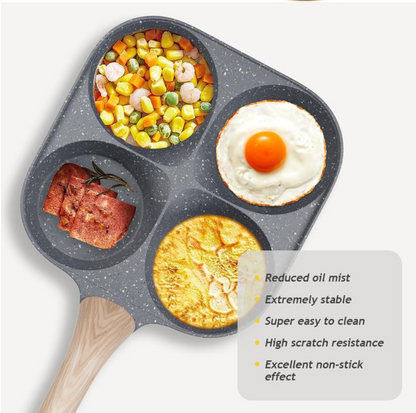 Non-stick Egg Frying Pan, 4 Hole Skillet with Handle